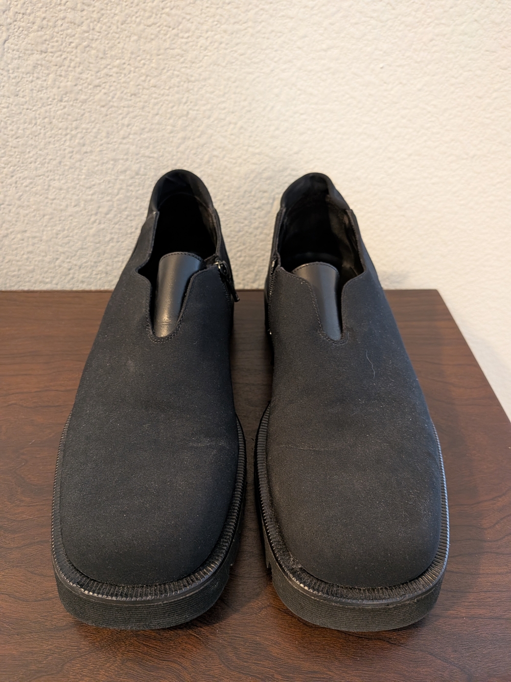 Donald J Pliner Vintage Italian Men's Black Fabric Side-Zip Chunky Loafers